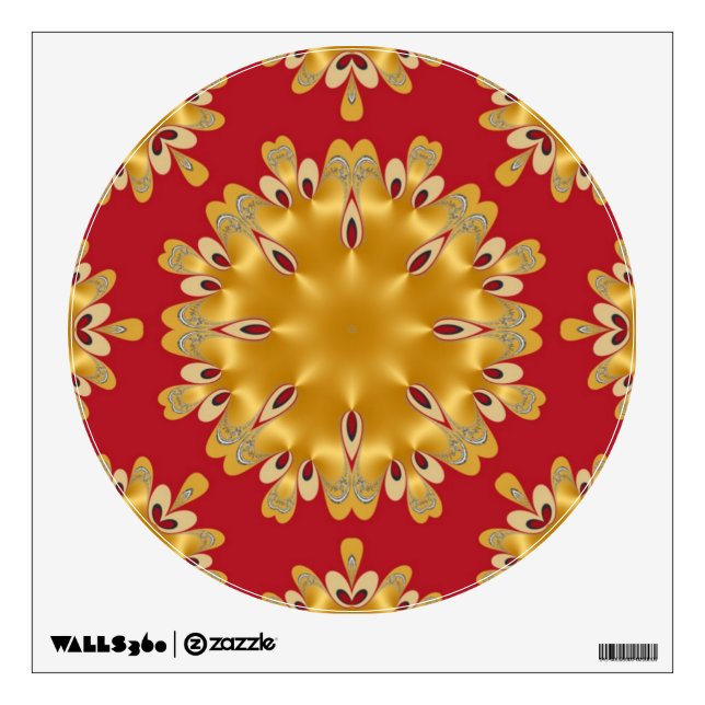 Red and Gold Fire Energy Mandala Wall Sticker (Front)