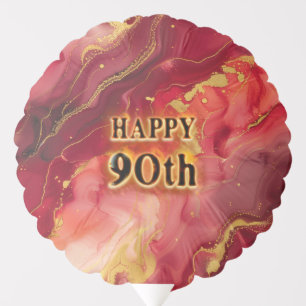 Red and Gold Flaming Hot 90th Birthday Balloon
