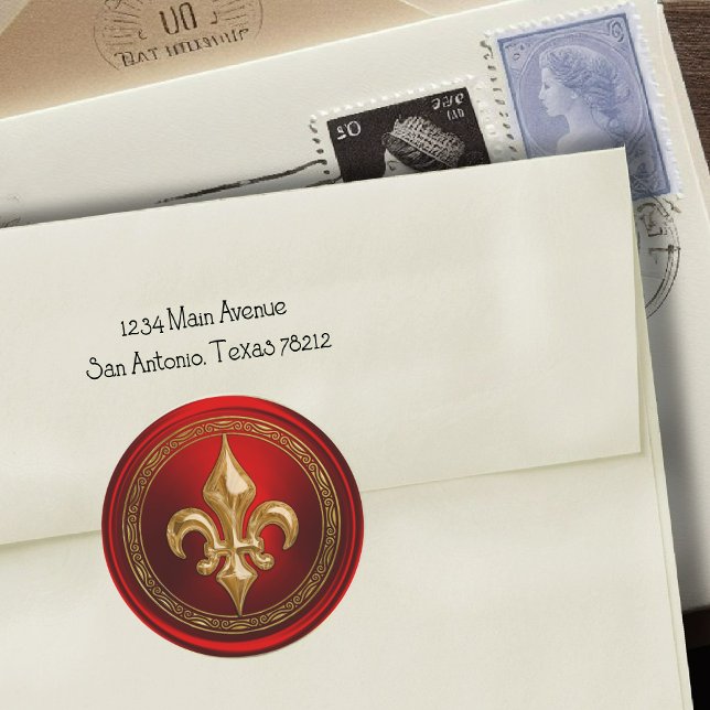 Red and Gold  Fleur de Lis Envelope Seal (Creator Uploaded)