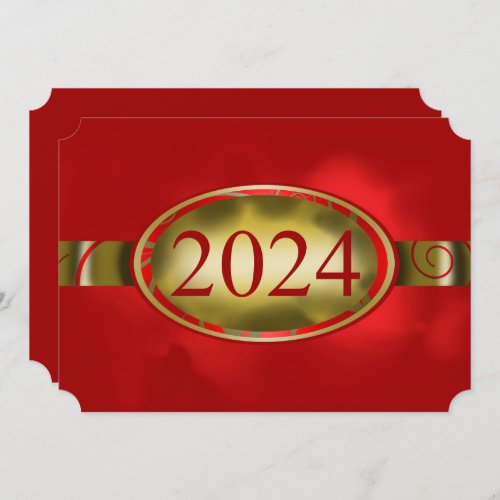Red and Gold Floral Button 2024 Graduation Party Invitation