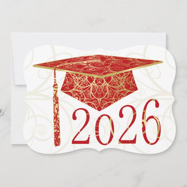 Red and Gold Floral Cap 2026 Card (Front)