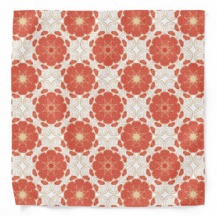 Red And Gold Floral Lace Pattern Bandana