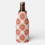 Red And Gold Floral Lace Pattern Bottle Cooler