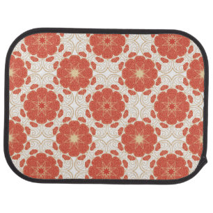 Red And Gold Floral Lace Pattern Car Mat