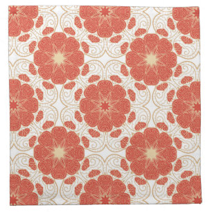 Red And Gold Floral Lace Pattern Cloth Napkin