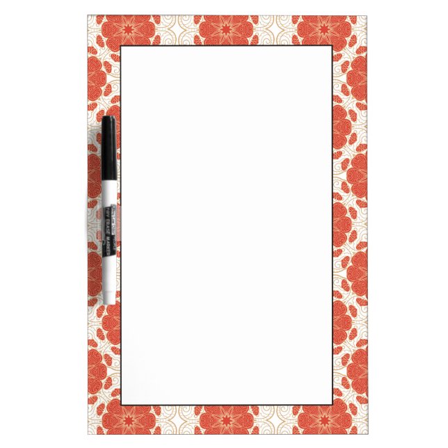 Red And Gold Floral Lace Pattern Dry-Erase Board (Front)