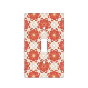 Red And Gold Floral Lace Pattern Light Switch Cover