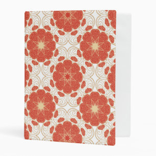 Red And Gold Floral Lace Pattern Mini Binder