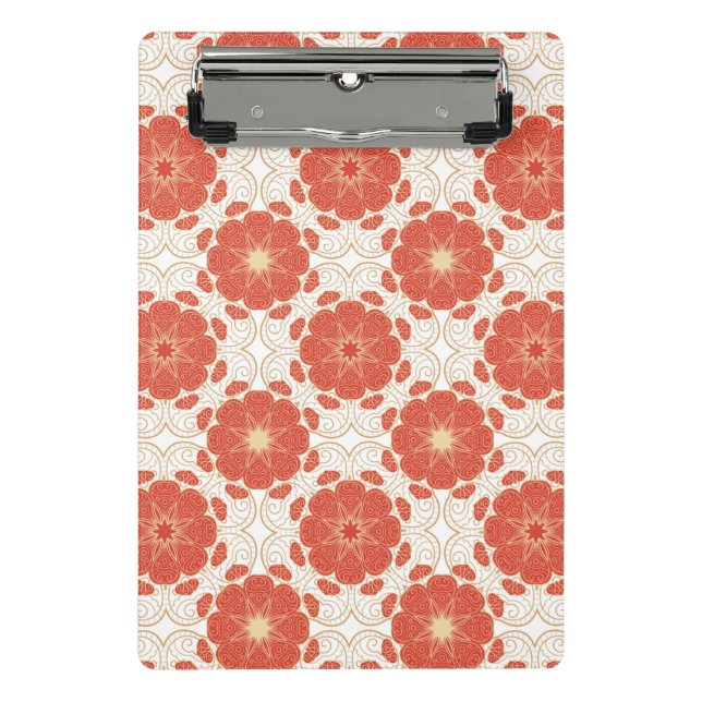 Red And Gold Floral Lace Pattern Mini Clipboard (Front)