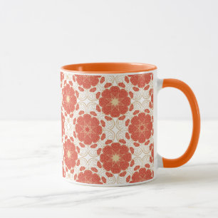 Red And Gold Floral Lace Pattern Mug