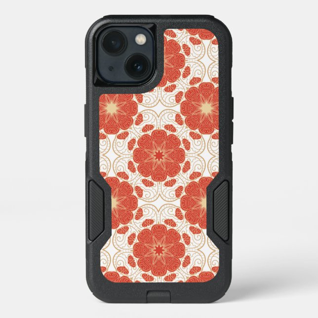 Red And Gold Floral Lace Pattern Otterbox iPhone Case (Back)