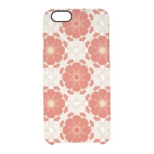 Red And Gold Floral Lace Pattern Clear iPhone 6/6S Case