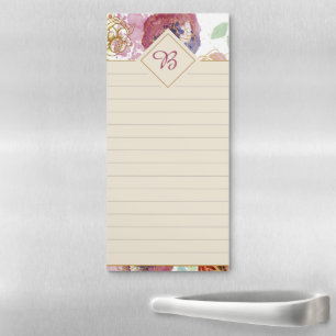 Red and gold floral magnetic notepad