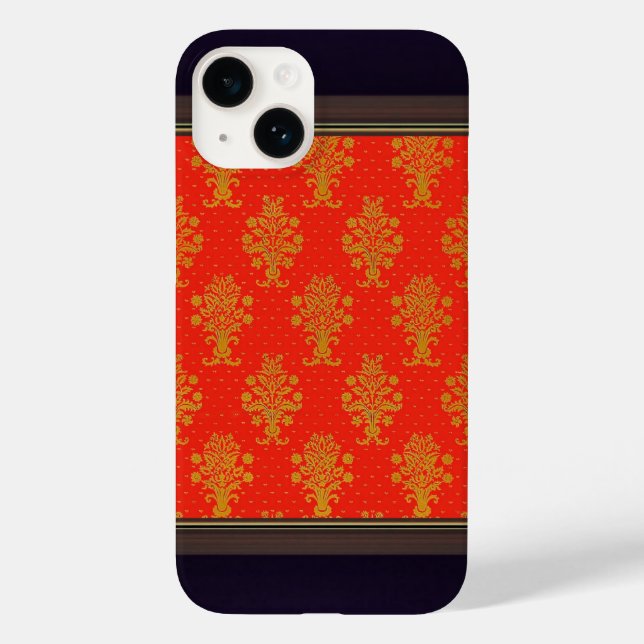 Red And Gold Floral Pattern Case-Mate iPhone Case (Back)