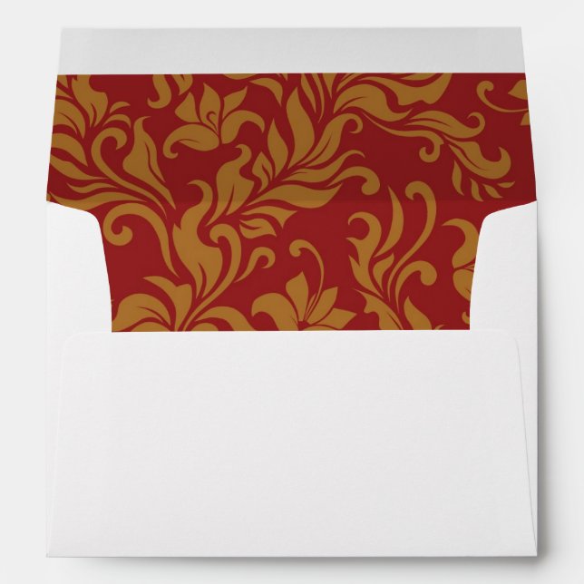 Red and Gold Floral Pattern Envelope (Back (Bottom))