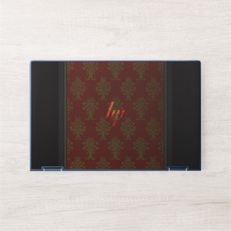 Red And Gold Floral Pattern HP Laptop Skin