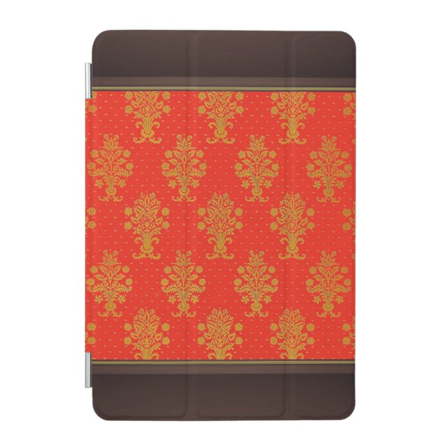 Red And Gold Floral Pattern iPad Mini Cover (Front)