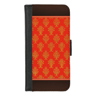 Red And Gold Floral Pattern  iPhone 8/7 Wallet Case