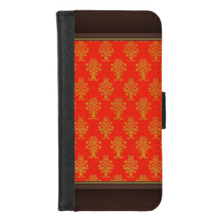 Red And Gold Floral Pattern iPhone 8/7 Wallet Case