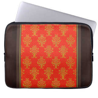 Red And Gold Floral Pattern Laptop Sleeve