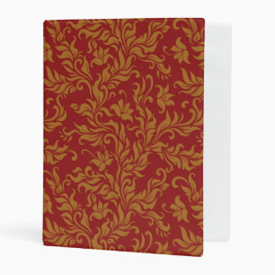 Red and Gold Floral Pattern Mini Binder