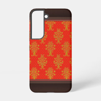 Red And Gold Floral Pattern Samsung Galaxy S22 Case