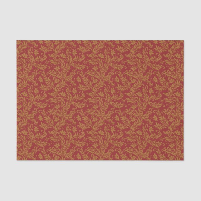 Red and Gold Floral Pattern Tissue Paper (Front)