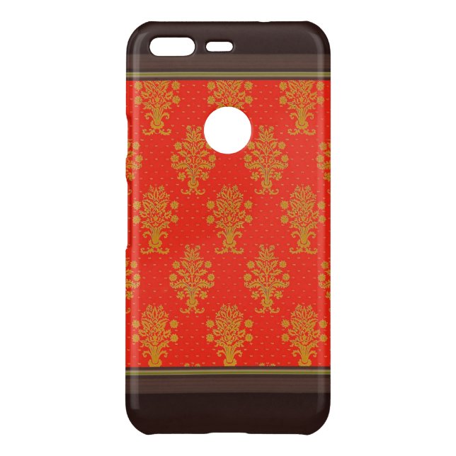 Red And Gold Floral Pattern Uncommon Google Pixel Case (Back)