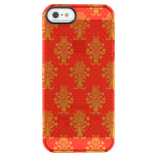 Red And Gold Floral Pattern  Clear iPhone SE/5/5s Case
