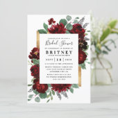 Red and Gold Floral Rustic Elegant Bridal Shower Invitation (Standing Front)