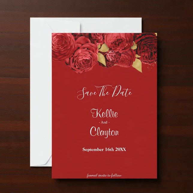Red And Gold Floral Save The Date (Creator Uploaded)