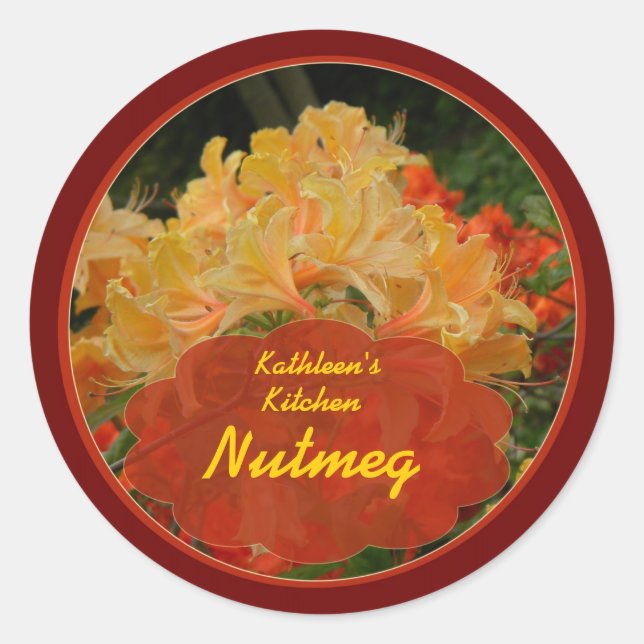 Red and Gold floral spice jar labels (Front)
