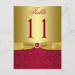 Red and Gold Floral Table Number Post Card