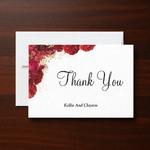 Red And Gold Floral Thank You Card