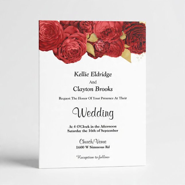 Red And Gold Floral Wedding Invitation (Creator Uploaded)