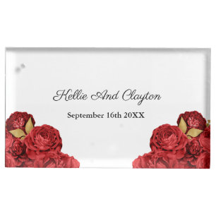 Red And Gold Floral Wedding Table Card Holder