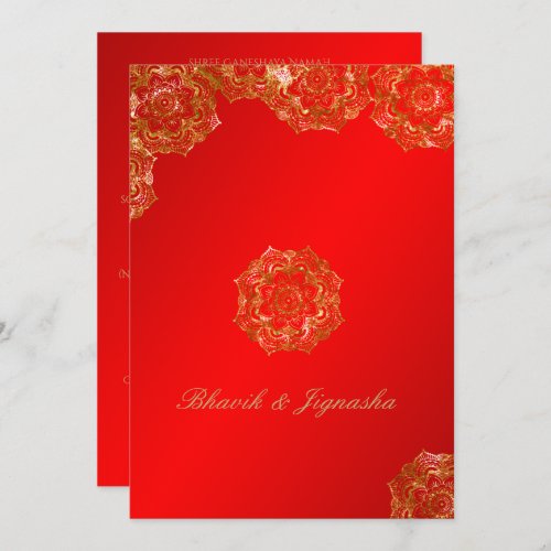 Red and Gold Flower Indian Wedding Invitation