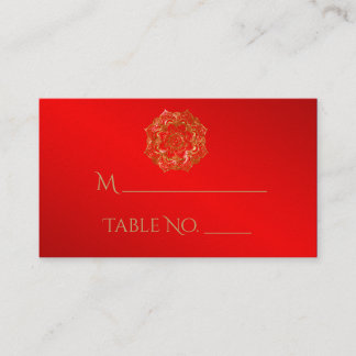 Red and Gold Flower Indian Wedding Place Cards