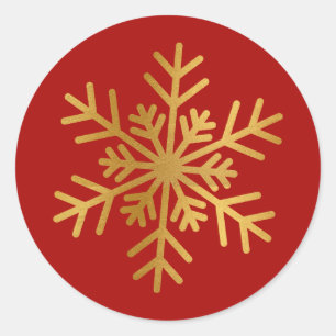 Red and Gold Foil Snowflake Luxury Holiday Sticker