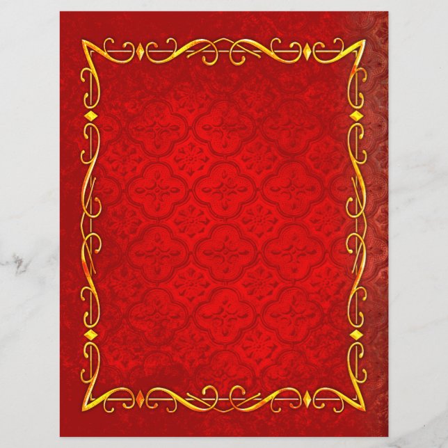 Red and Gold Frame Scrapbook Paper (Front)