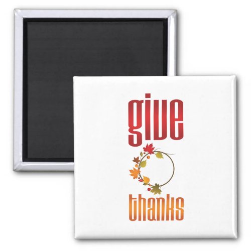 Red and Gold Give Thanks Wreath Typography Magnet