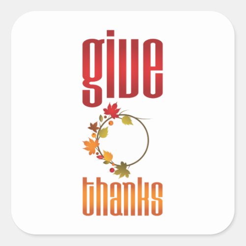 Red and Gold Give Thanks Wreath Typography Sticker