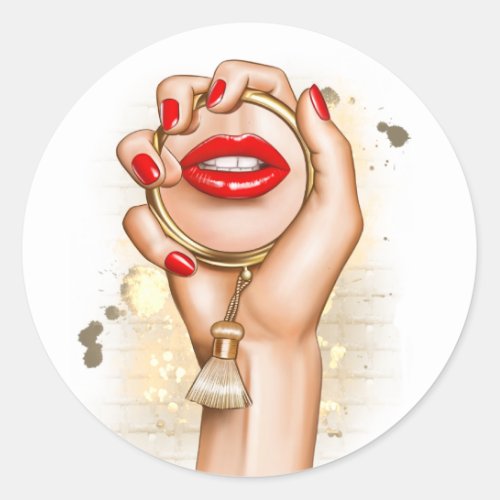 Red and Gold Glam Chic Classic Round Sticker