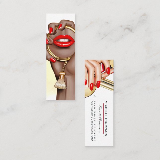 Red and Gold Glam Chic Makeup Artist Business Card (Front/Back)