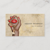 Red and Gold Glam Chic Makeup Artist Business Card (Front)