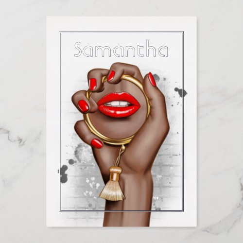 Red and Gold Glam Chic Spa Party Foil Invitation