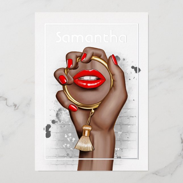 Red and Gold Glam Chic Spa Party Foil Invitation (Front)