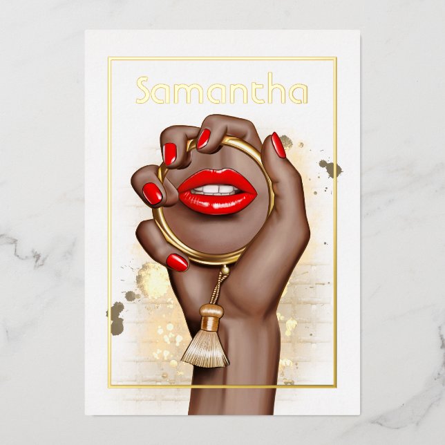 Red and Gold Glam Chic Spa Party Foil Invitation (Front)