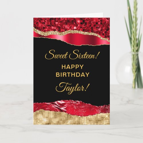 Red and Gold Glam Tears Sweet Sixteen