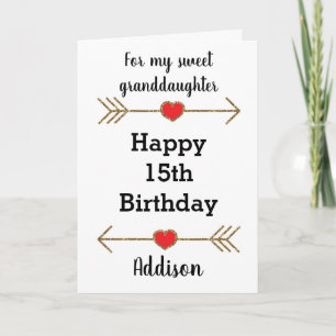 Red and Gold Glitter 15th Birthday Card